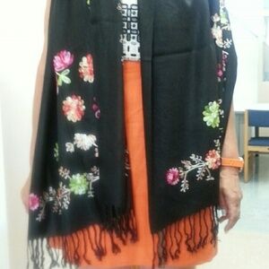 BIG‎ embroidered scarf...shawl NWT